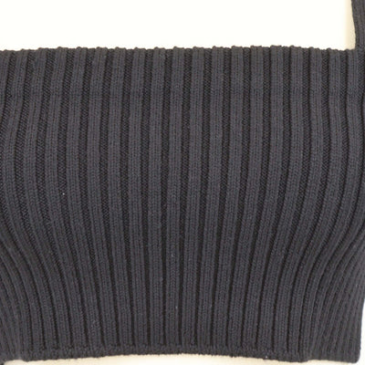 Prada Black Wool Blended Knit Spaghetti Strap Crop Top