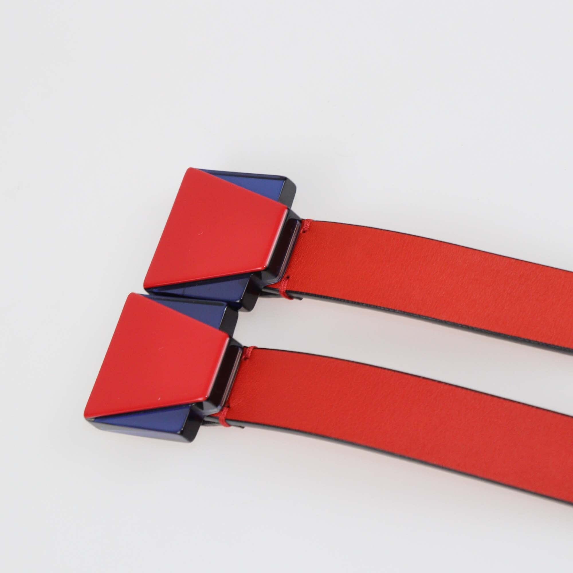 Marni Red Leather Adjustable Plexiglass Buckle Belt Womens Marni 