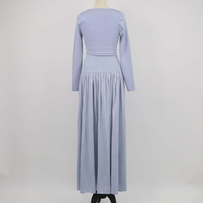 Zimmermann Light Blue Blend Viscose Acacia Ribbed Knit Crop Top & High Waisted Skirt Set