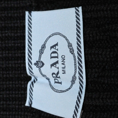 Prada Black Wool Blended Knit Spaghetti Strap Crop Top