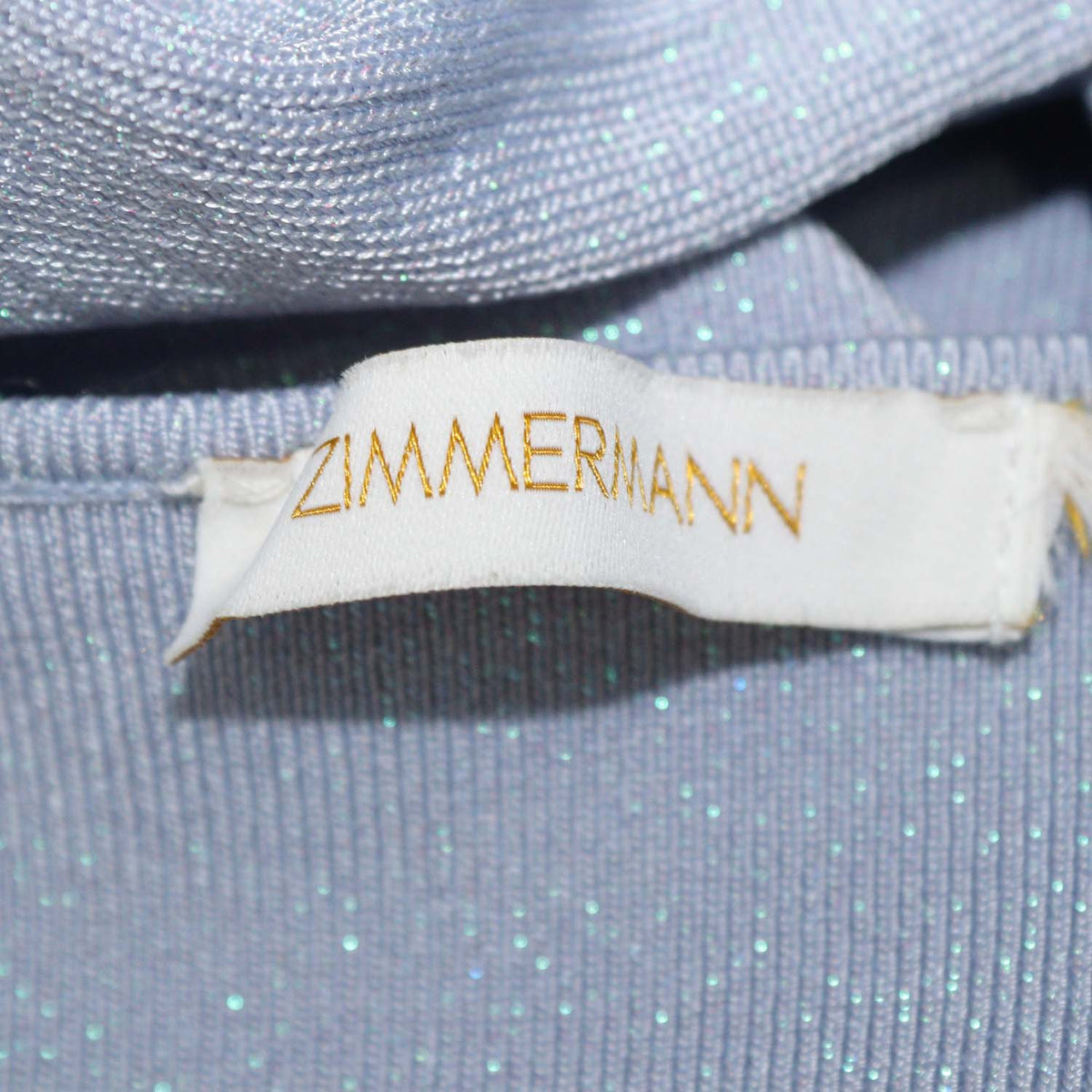 Zimmermann Light Blue Blend Viscose Acacia Ribbed Knit Crop Top & High Waisted Skirt Set