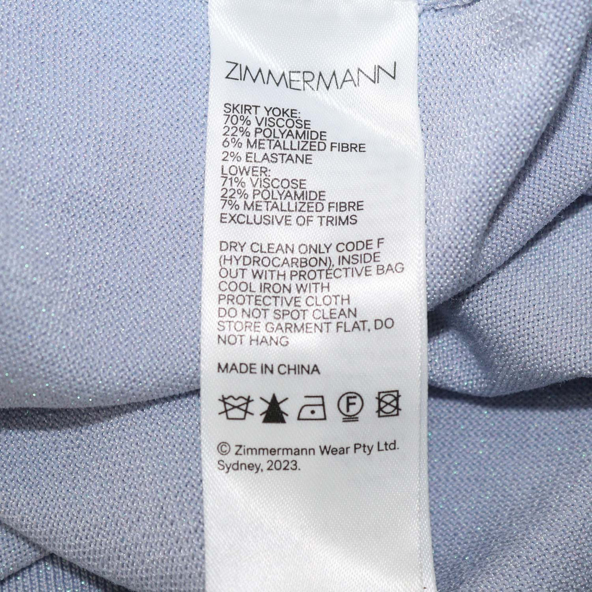 Zimmermann Light Blue Blend Viscose Acacia Ribbed Knit Crop Top & High Waisted Skirt Set