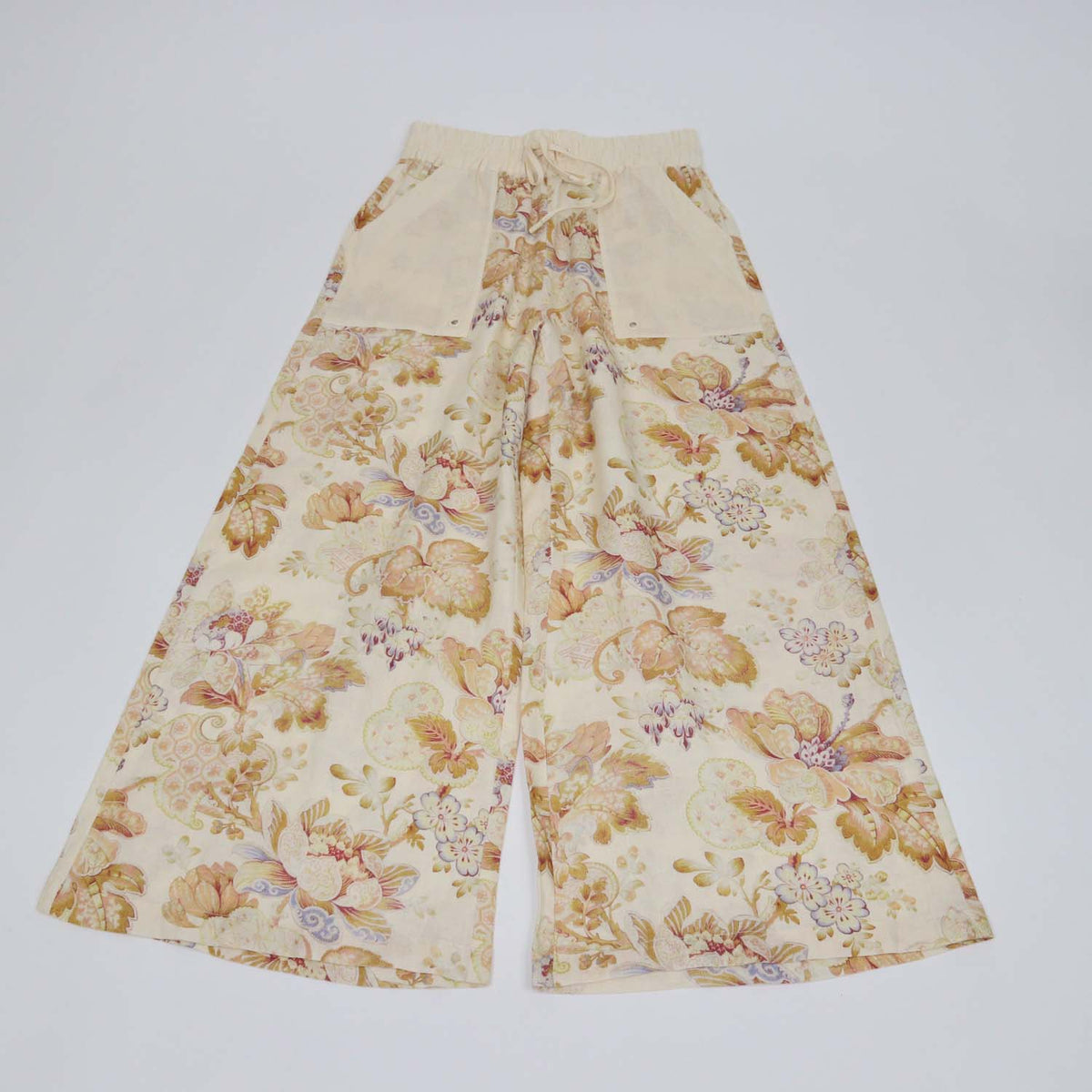 Alemais Cream Multicolor Linen Philomena Floral Print Wide Leg Pants