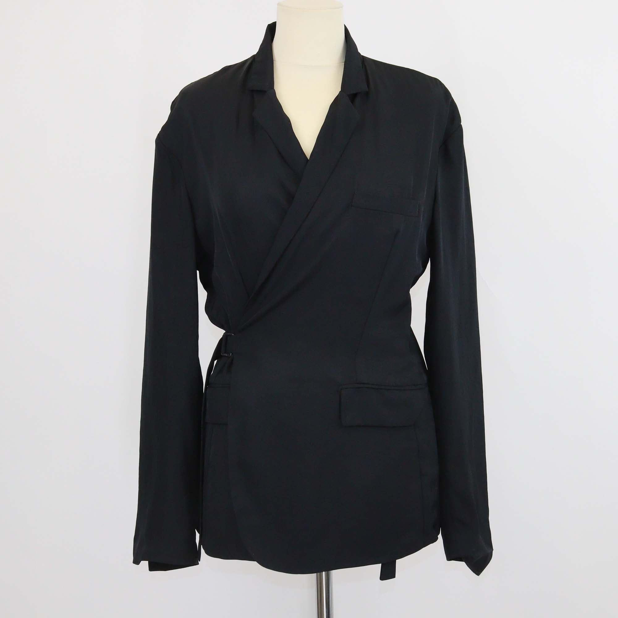 A.F. Vandevorst Black Triacetate Long Sleeve Belted Blazer