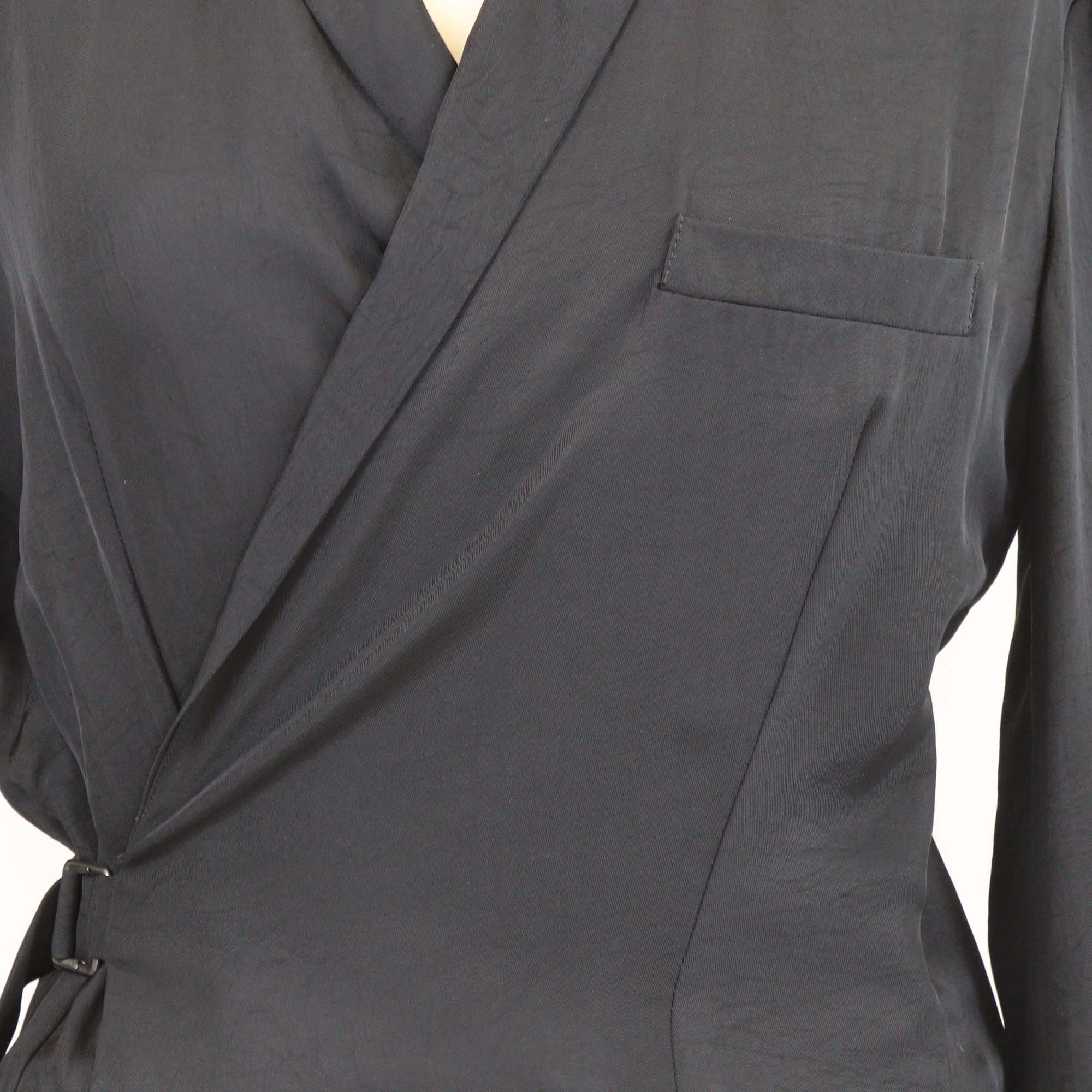 A.F. Vandevorst Black Triacetate Long Sleeve Belted Blazer