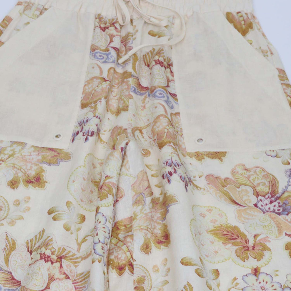 Alemais Cream Multicolor Linen Philomena Floral Print Wide Leg Pants