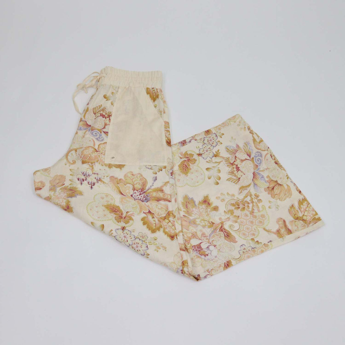 Alemais Cream Multicolor Linen Philomena Floral Print Wide Leg Pants