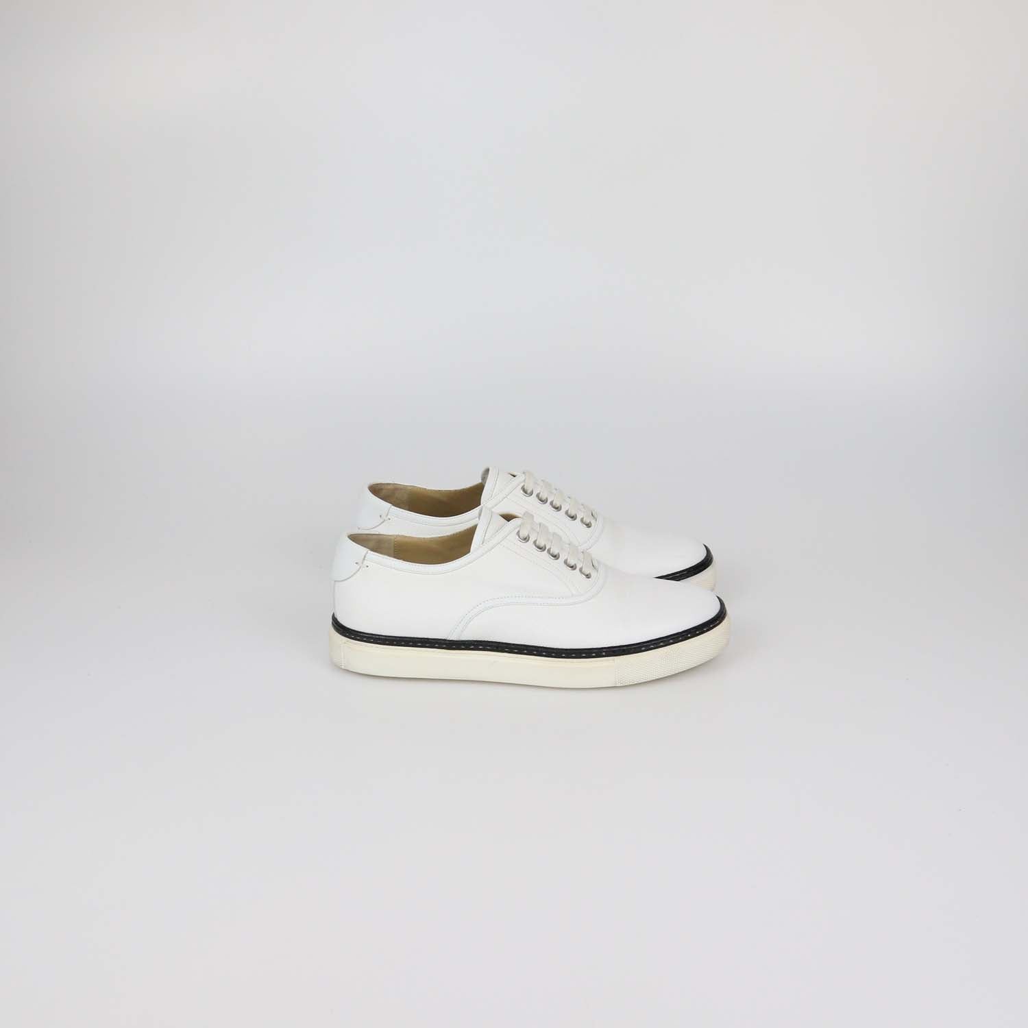 Hermes White Epsom Leather Low Top Sneakers