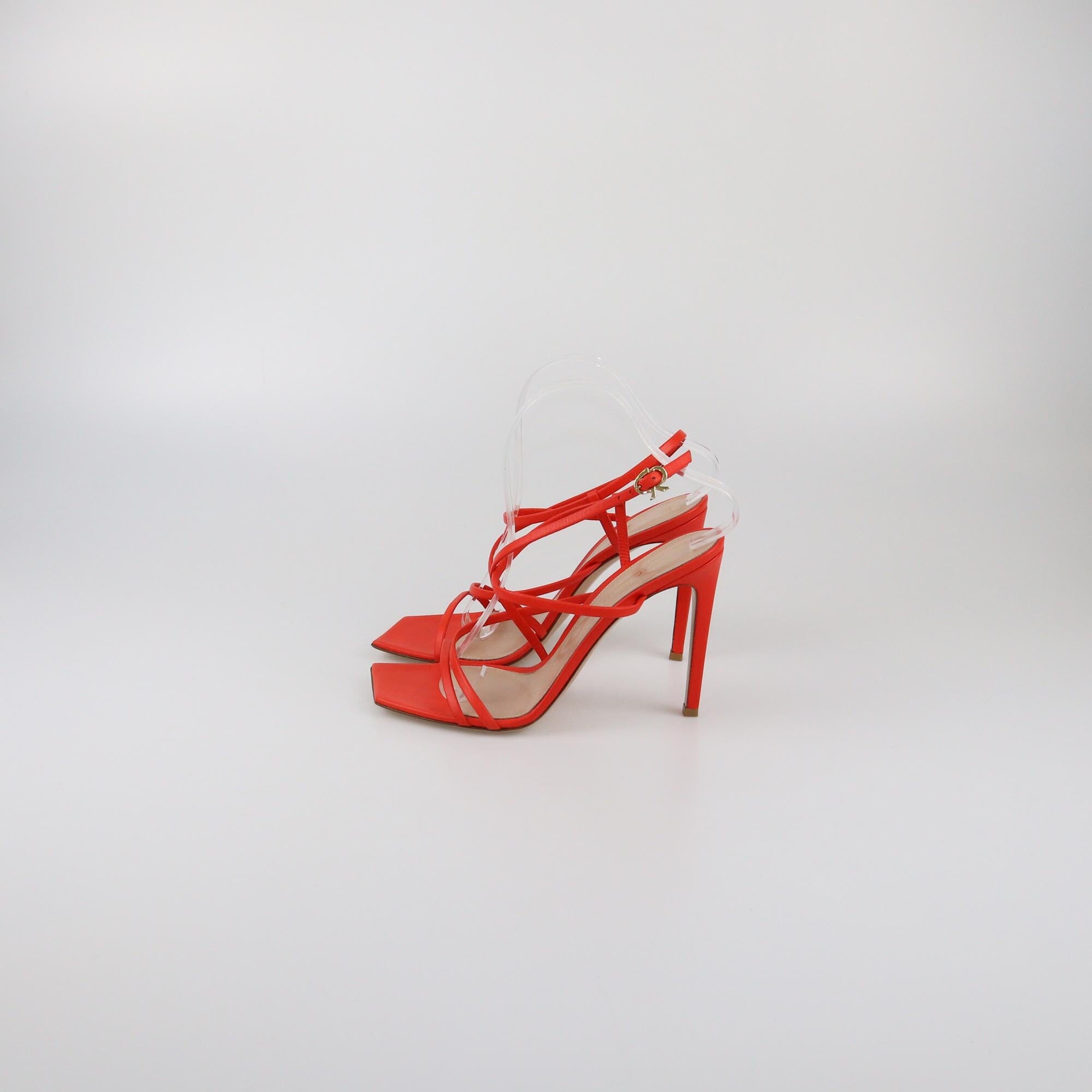 Gianvito Rossi Coral Red Manilla Ankle Strap Sandals Womens Gianvito Rossi 