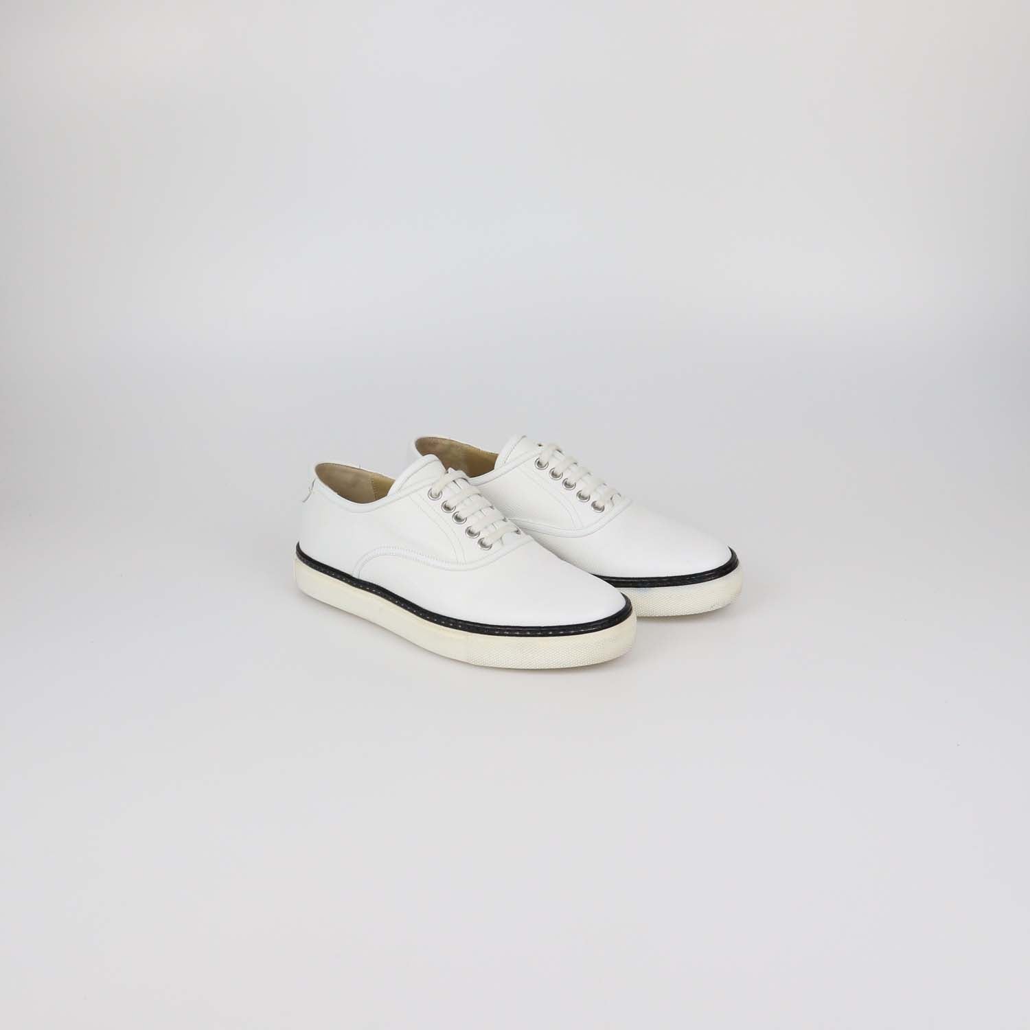 Hermes White Epsom Leather Low Top Sneakers