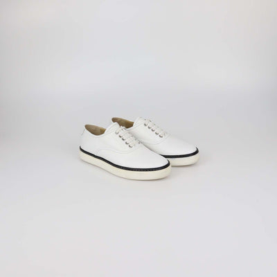 Hermes White Epsom Leather Low Top Sneakers