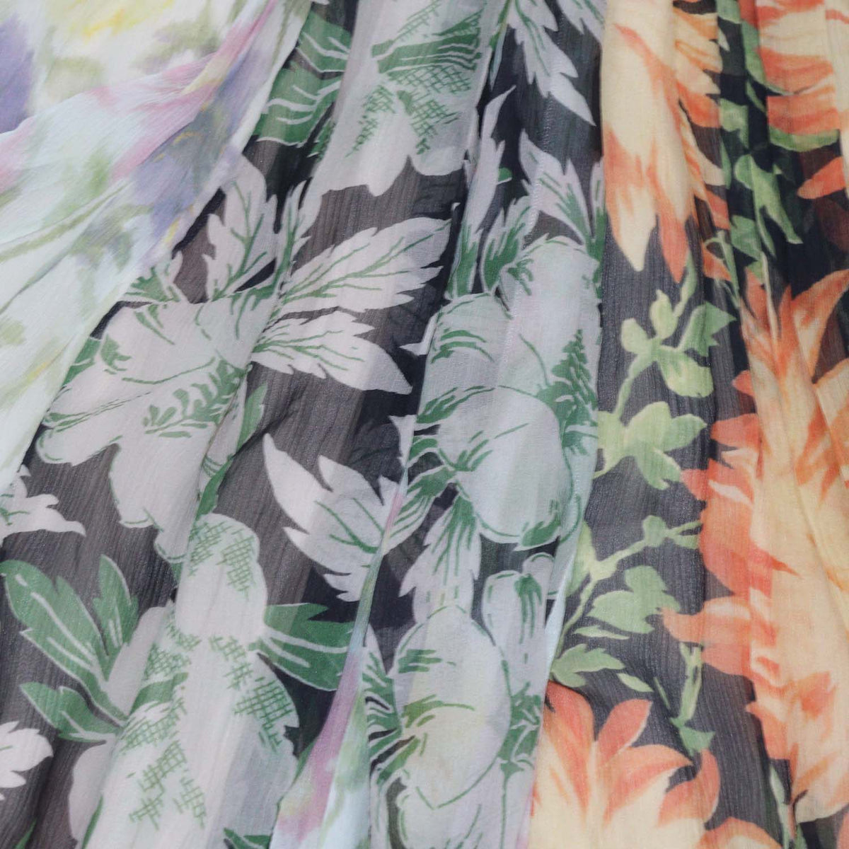 Loewe Multicolor Silk Floral Print Chiffon Draped Trousers
