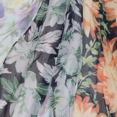 Loewe Multicolor Silk Floral Print Chiffon Draped Trousers