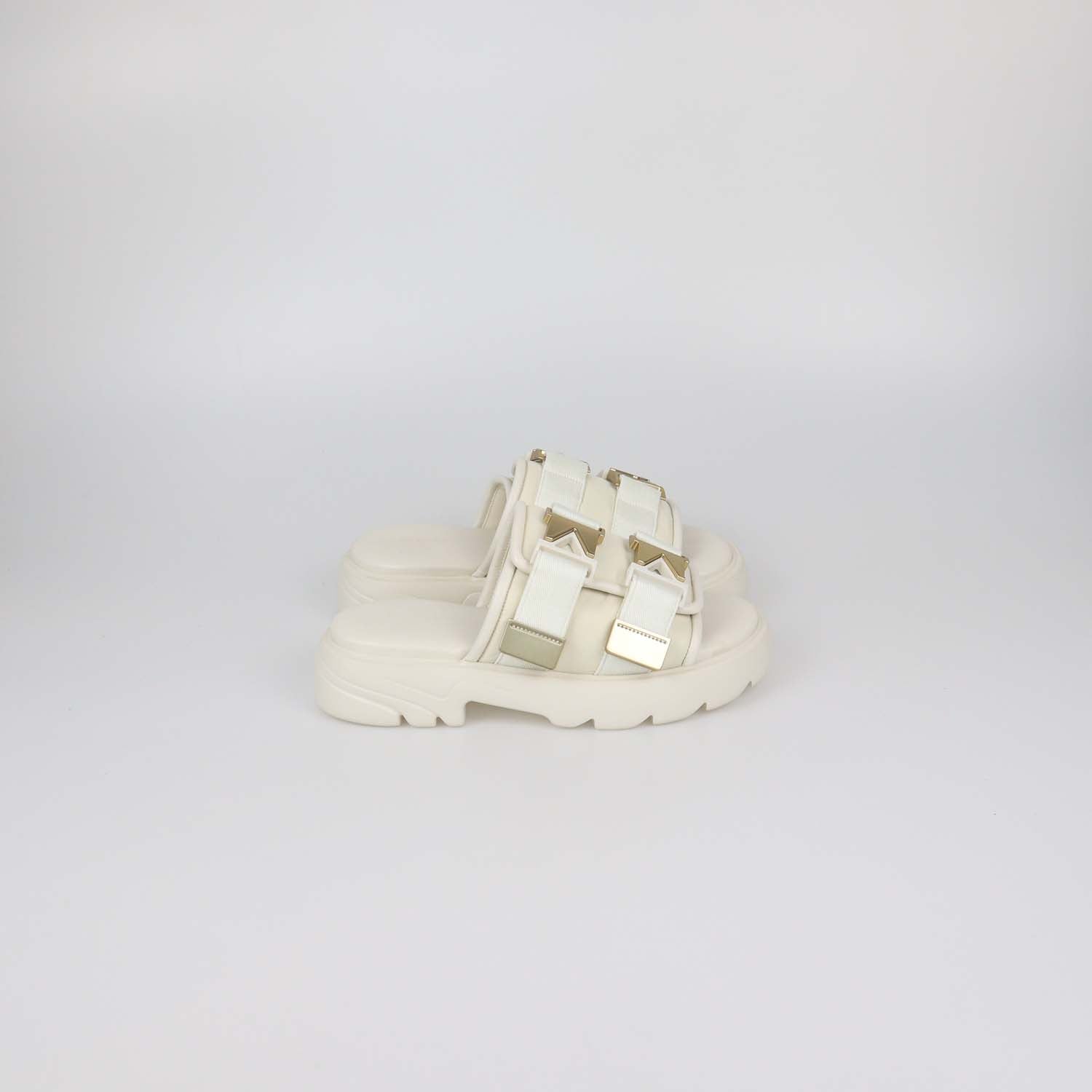 Bottega Veneta White Nylon Flash Bomber Slide Sandals