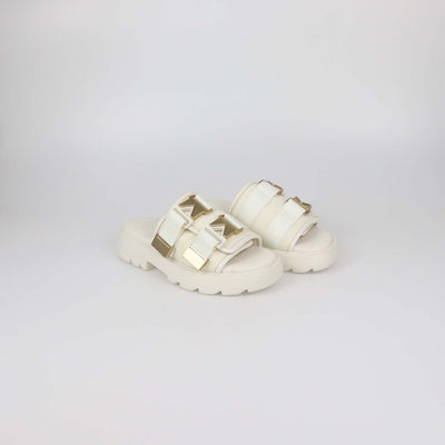Bottega Veneta White Nylon Flash Bomber Slide Sandals