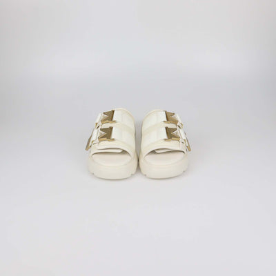 Bottega Veneta White Nylon Flash Bomber Slide Sandals