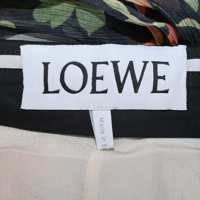 Loewe Multicolor Silk Floral Print Chiffon Draped Trousers