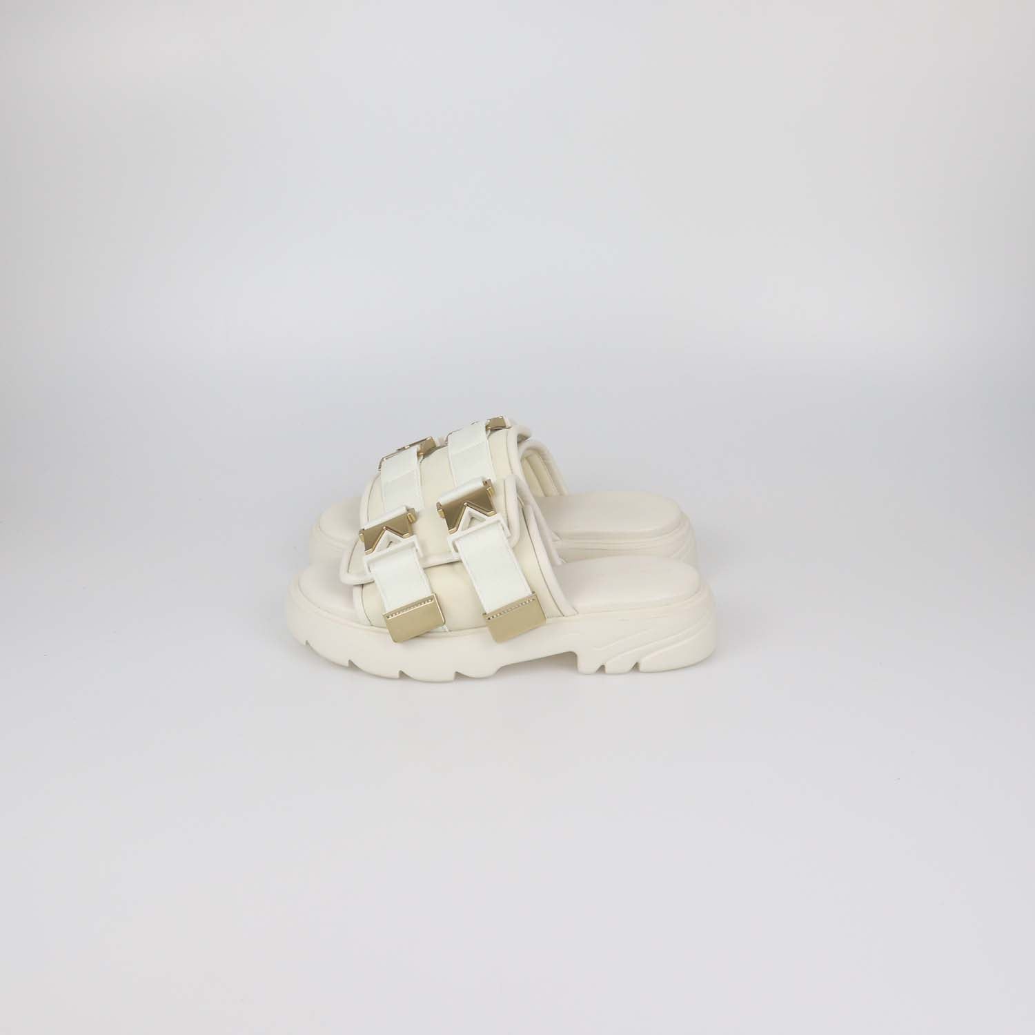 Bottega Veneta White Nylon Flash Bomber Slide Sandals