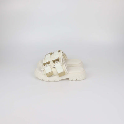 Bottega Veneta White Nylon Flash Bomber Slide Sandals