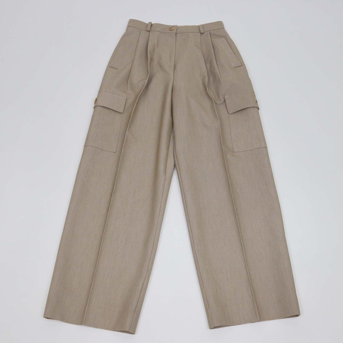 The Frankie Shop Beige Blend Polyester Cargo Wide Leg Pants