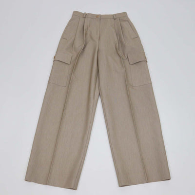 The Frankie Shop Beige Blend Polyester Cargo Wide Leg Pants