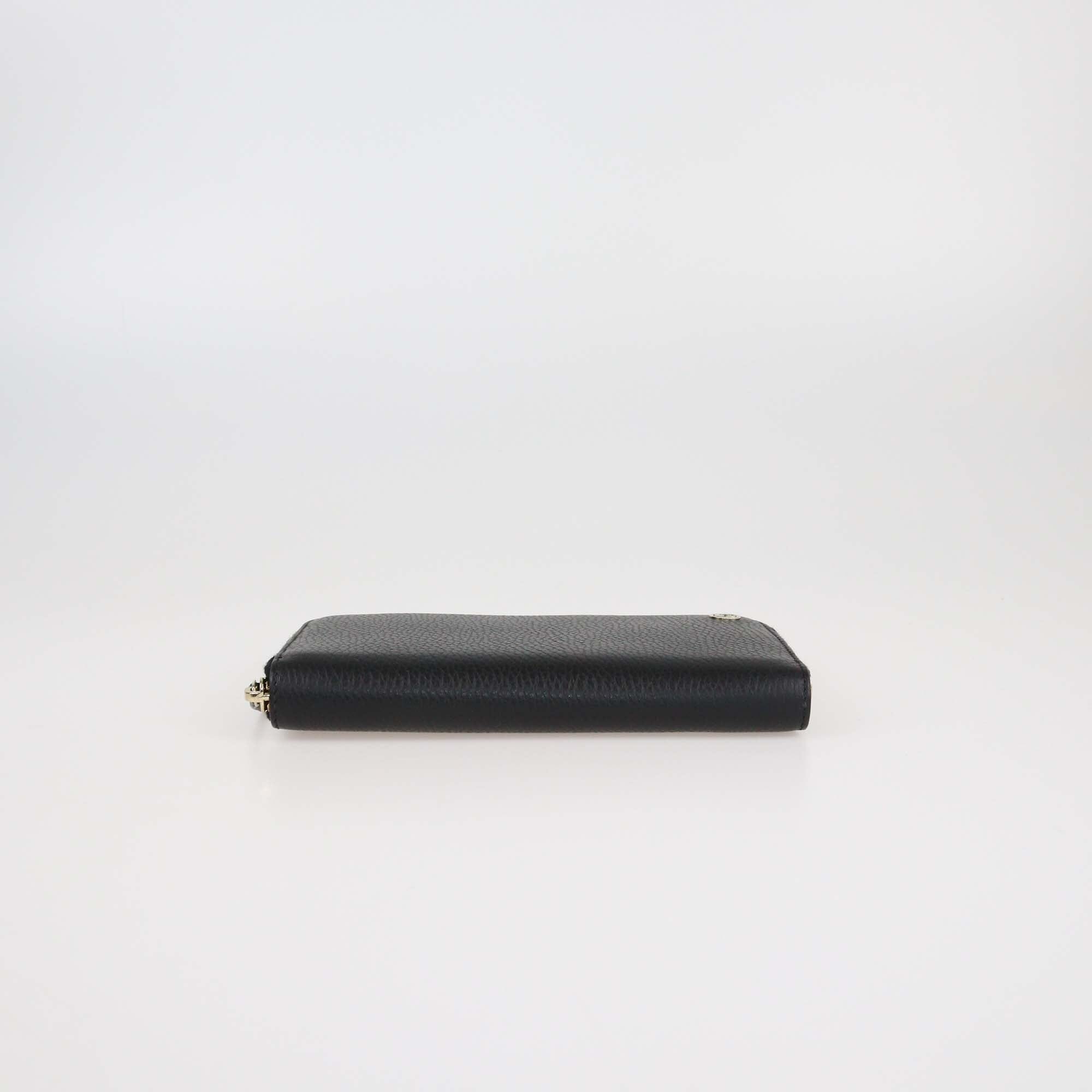 Gucci Black Leather Interlocking G Zip Around Wallet Womens Gucci 