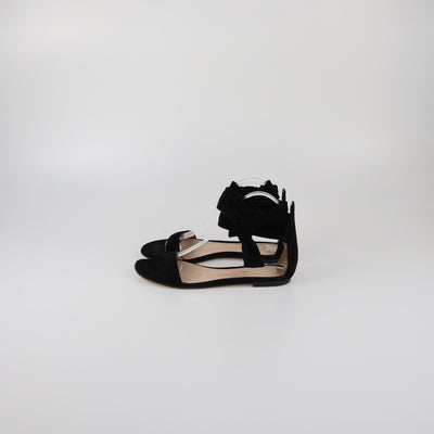 Gianvito Rossi Black Ankle Wrap Flat Sandals Womens Gianvito Rossi 