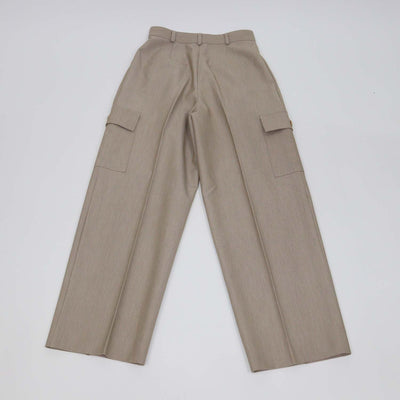 The Frankie Shop Beige Blend Polyester Cargo Wide Leg Pants