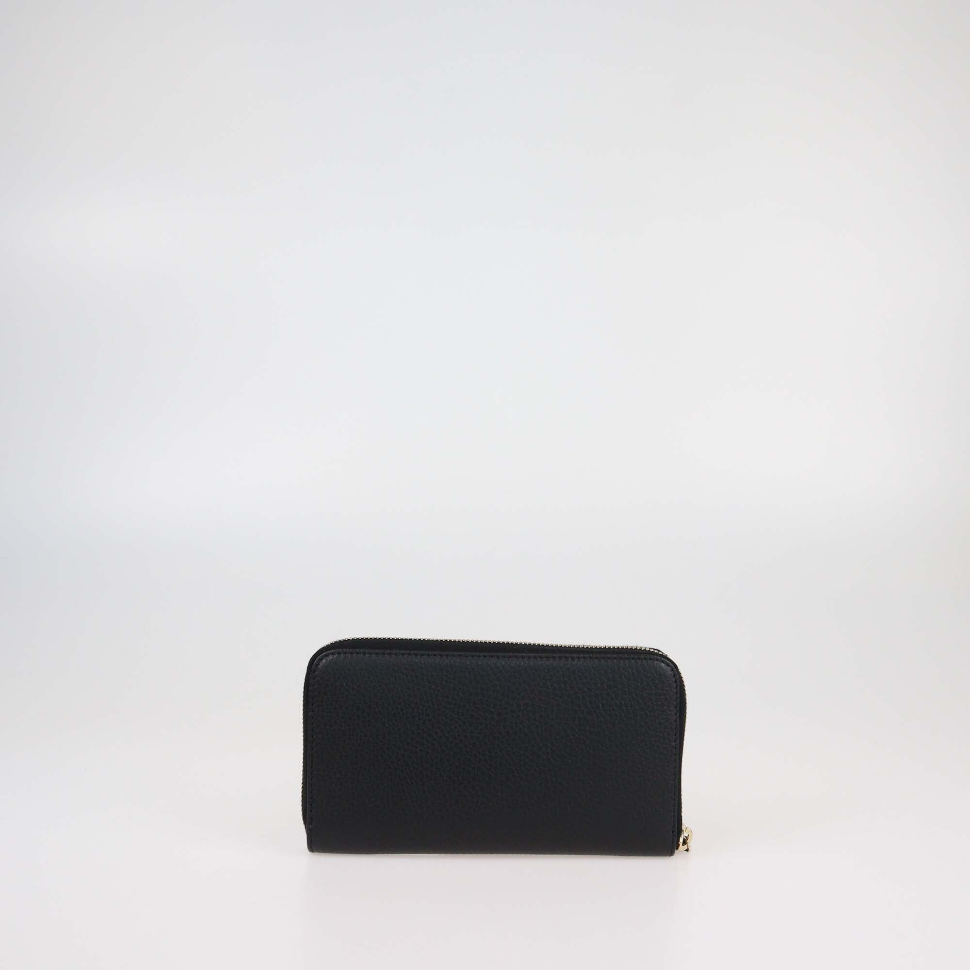 Gucci Black Leather Interlocking G Zip Around Wallet Womens Gucci 