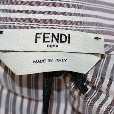 Fendi White/Grey Silk Striped Crop Top