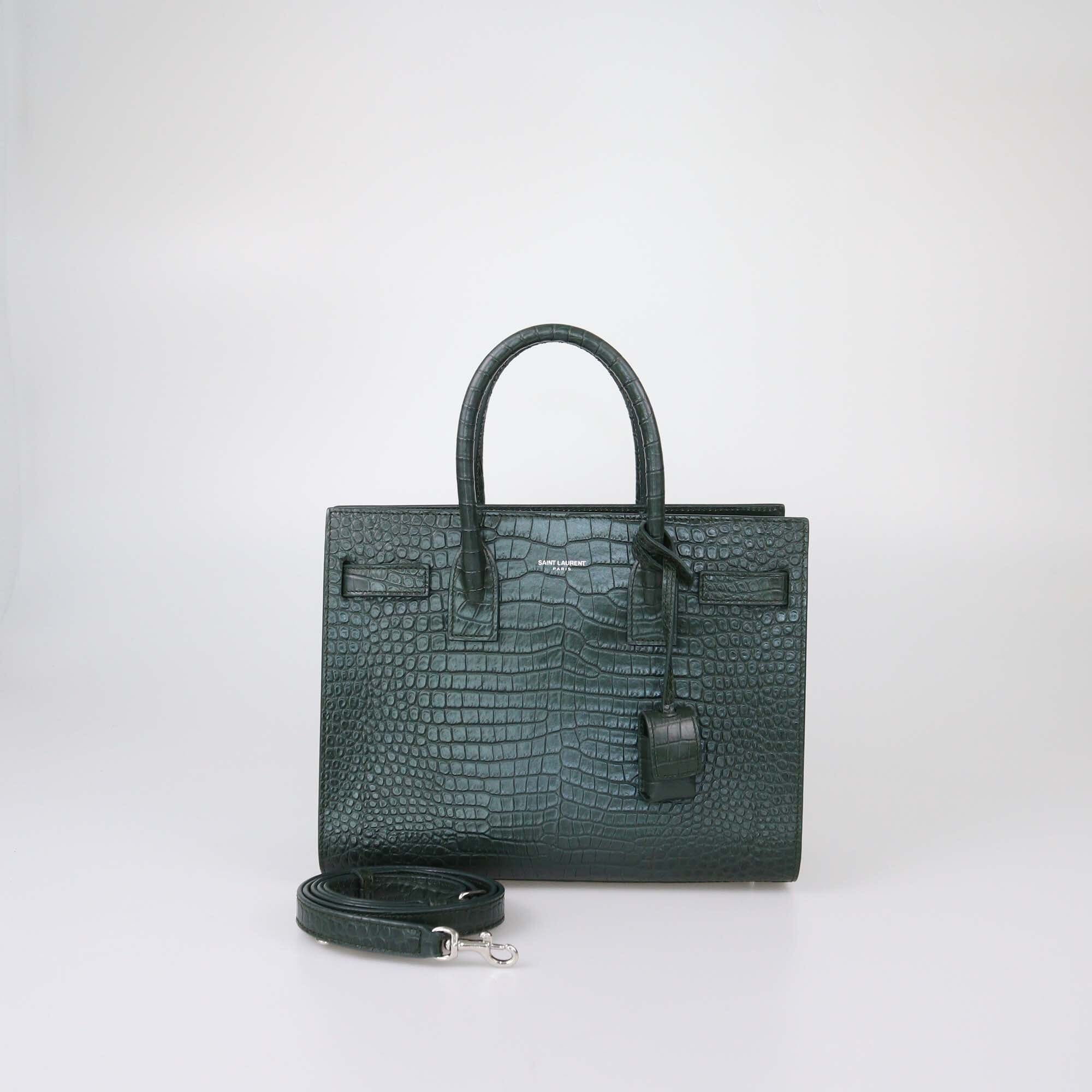 Saint Laurent Green Croc Embossed Baby Sac De Jour Tote Womens Saint Laurent 