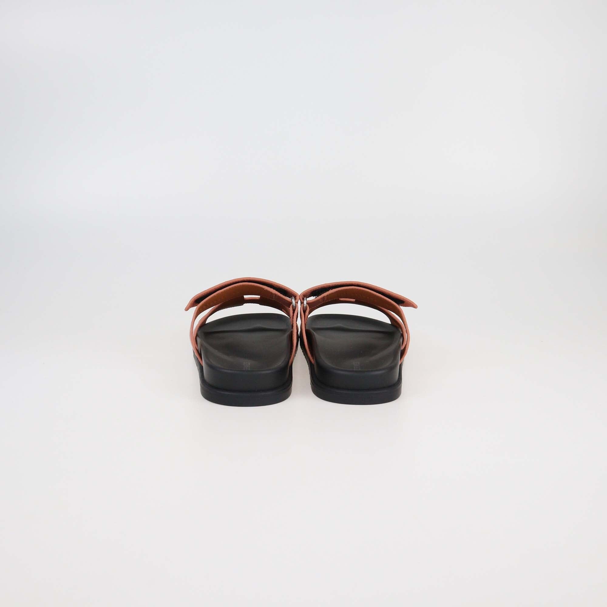 Hermes Rose Bois De Santal Alligator Chypre Flat Sandals Womens Hermes 