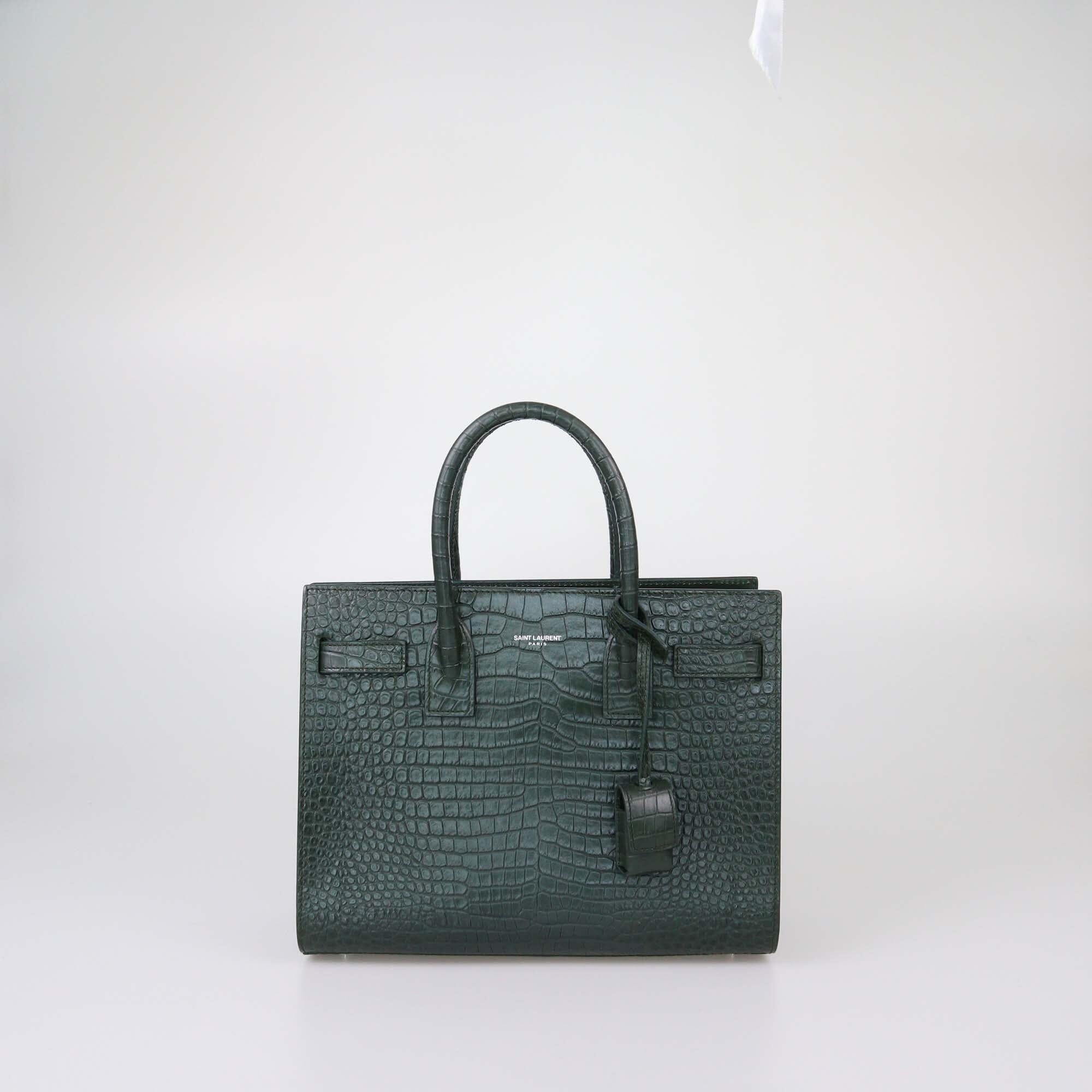 Saint Laurent Green Croc Embossed Baby Sac De Jour Tote Womens Saint Laurent 