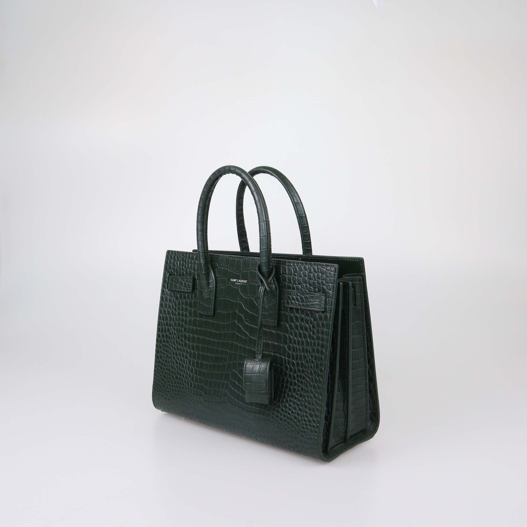 Saint Laurent Green Croc Embossed Baby Sac De Jour Tote Womens Saint Laurent 