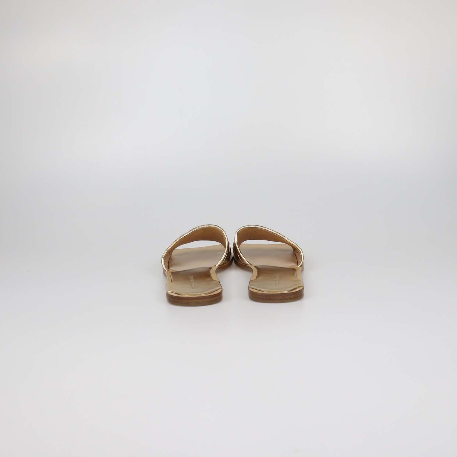 Bottega Veneta Gold Intreccio Leather Square Toe Flat Sandals