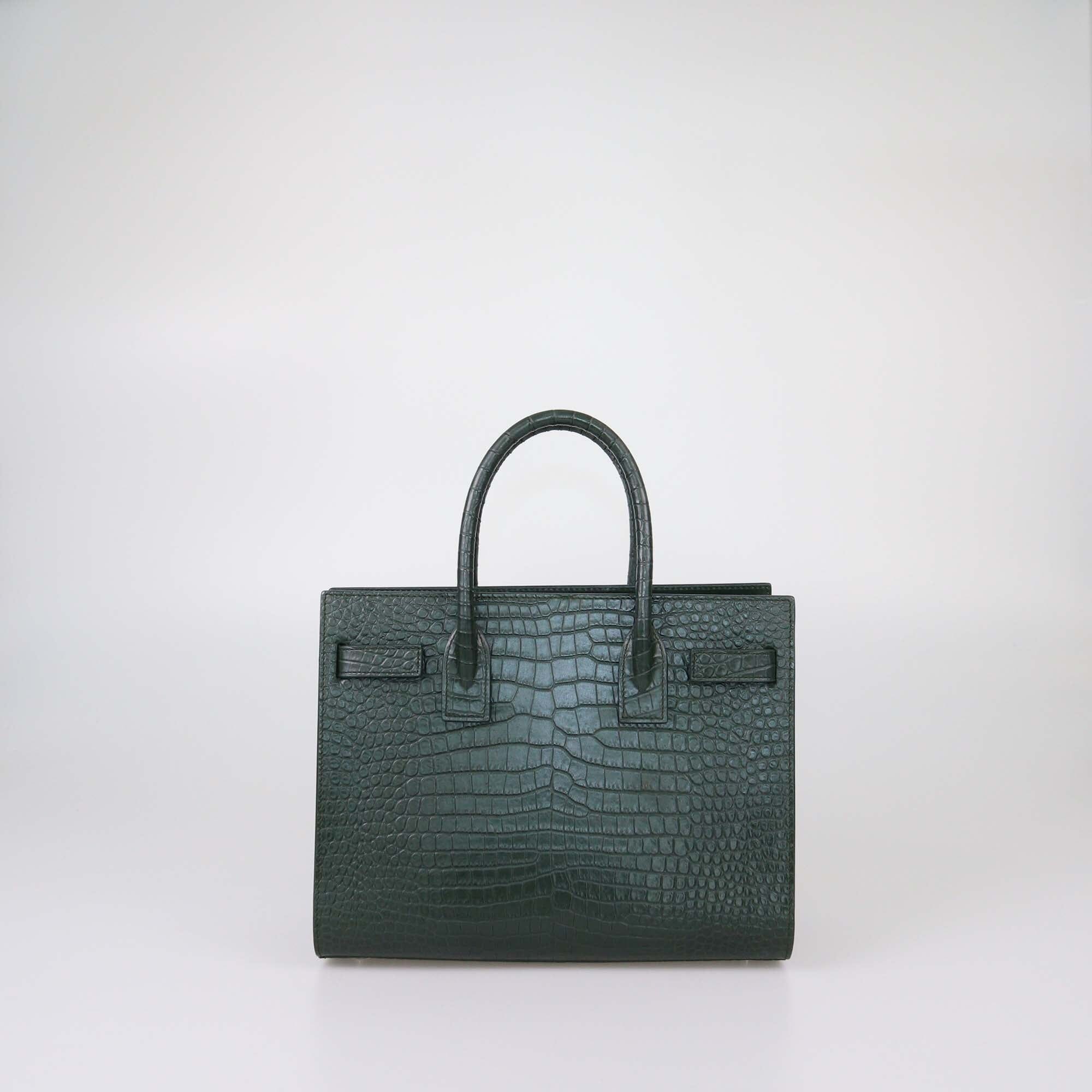 Saint Laurent Green Croc Embossed Baby Sac De Jour Tote Womens Saint Laurent 