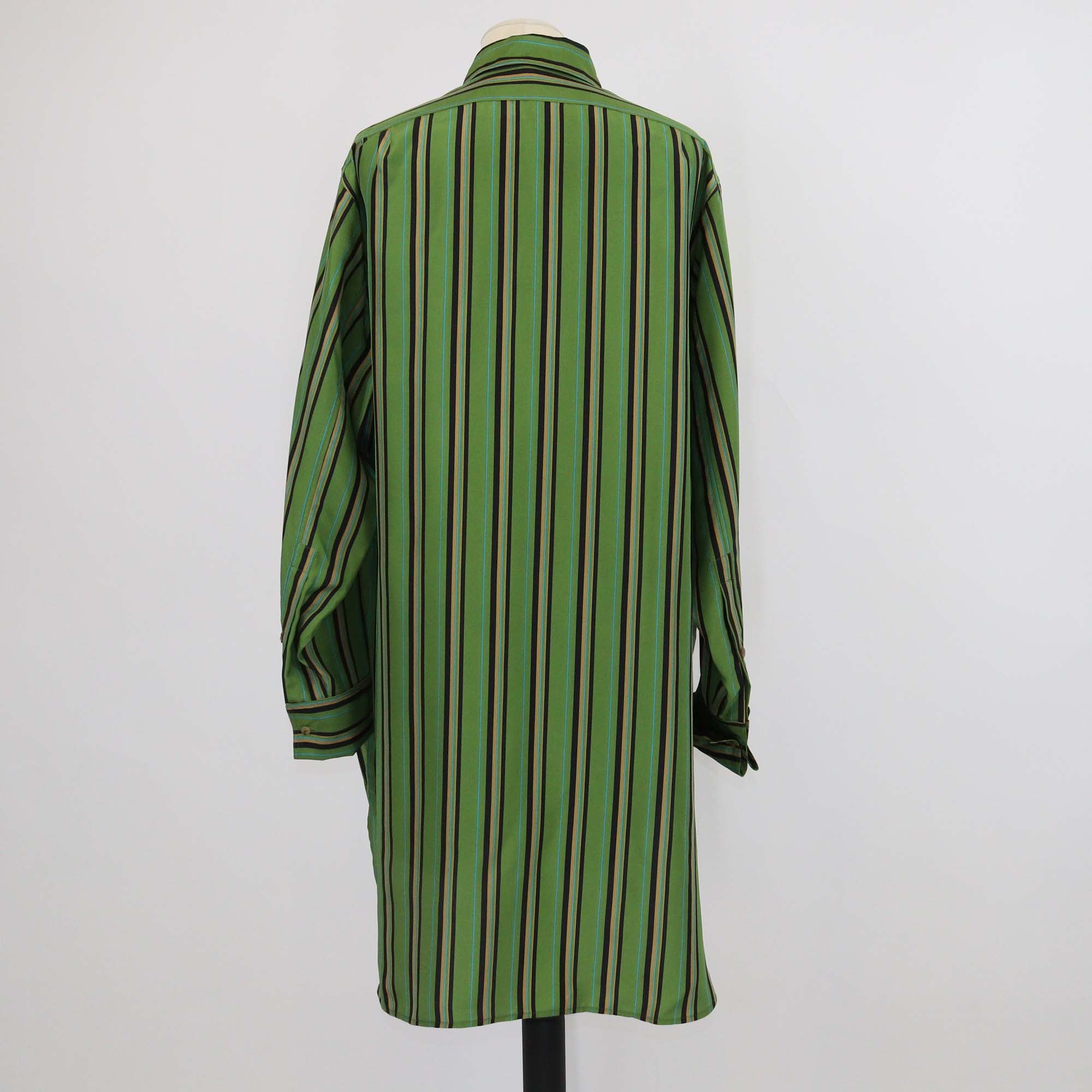 Loewe Green Silk Stripe Long Shirt