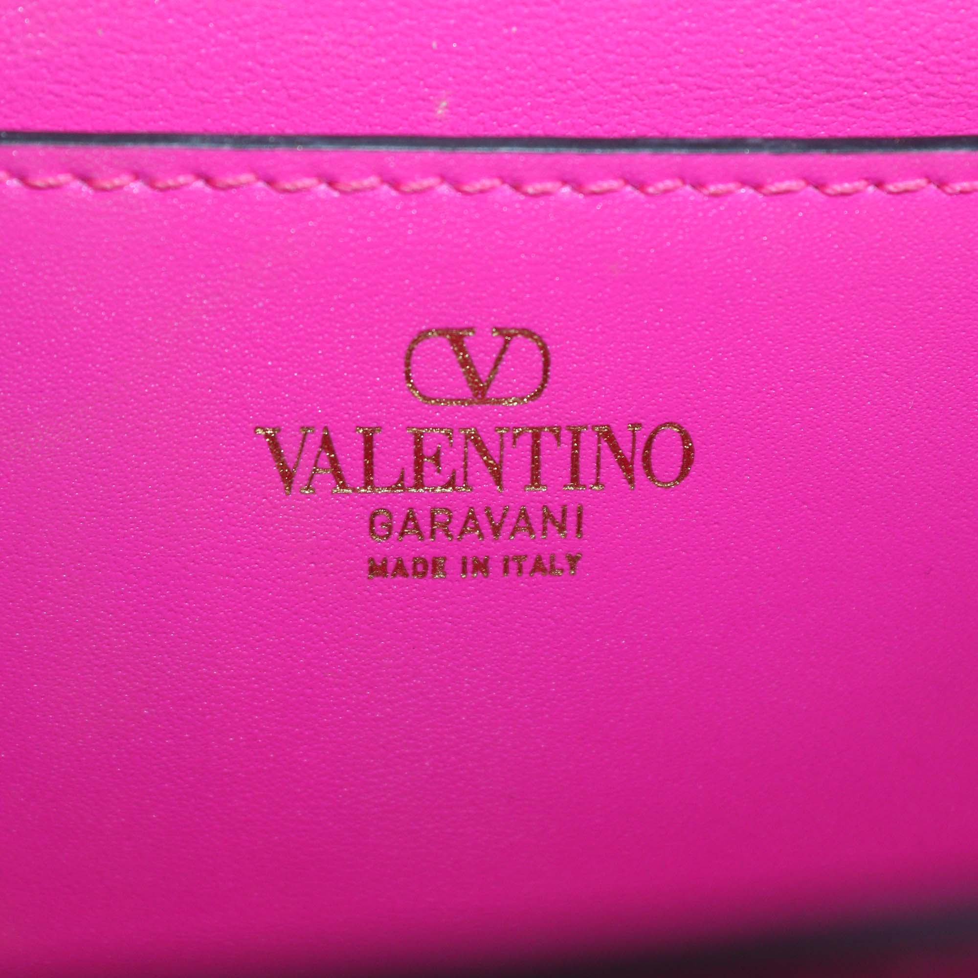 Valentino Neon Pink Leather Rockstud Flap Shoulder Bag