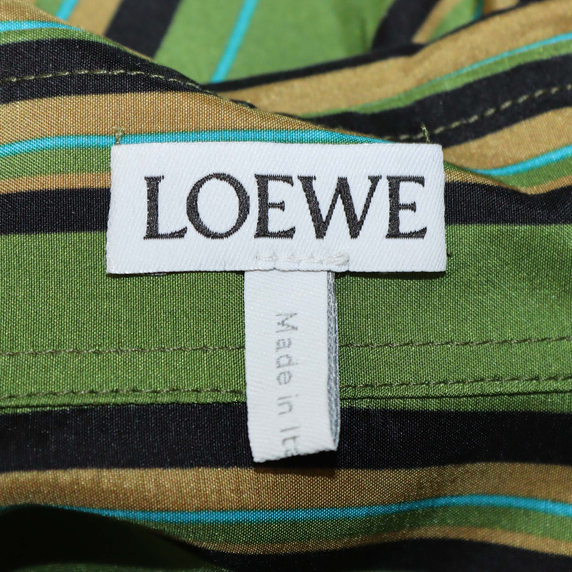Loewe Green Silk Stripe Long Shirt