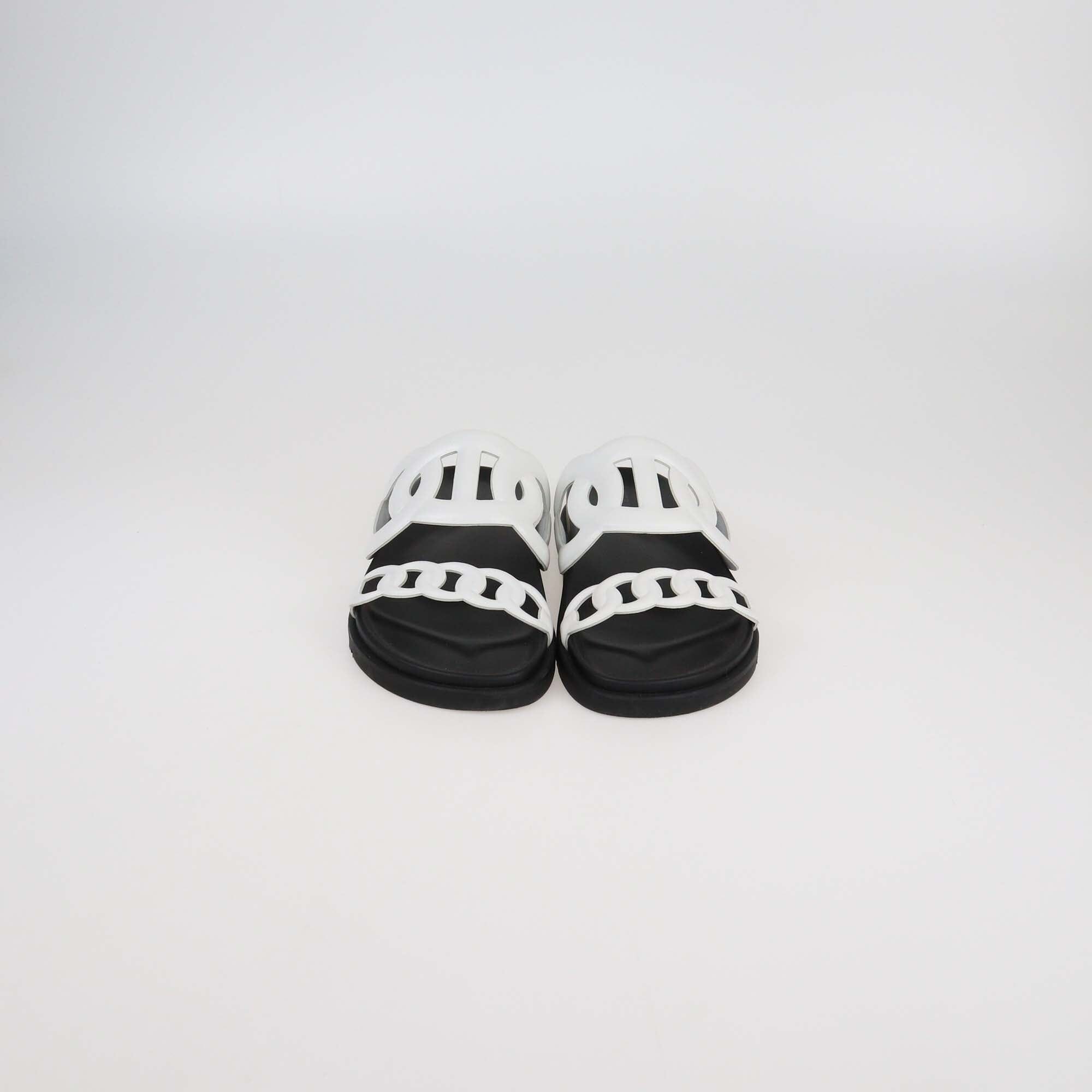 Hermes White Leather Extra Sandals Womens Hermes 