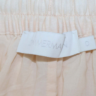 Zimmermann Light Beige Multicolor Linen Floral Print Halliday Wide Leg Pants