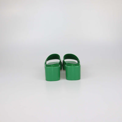 Gucci Green Rubber Block Heel Slide Sandals