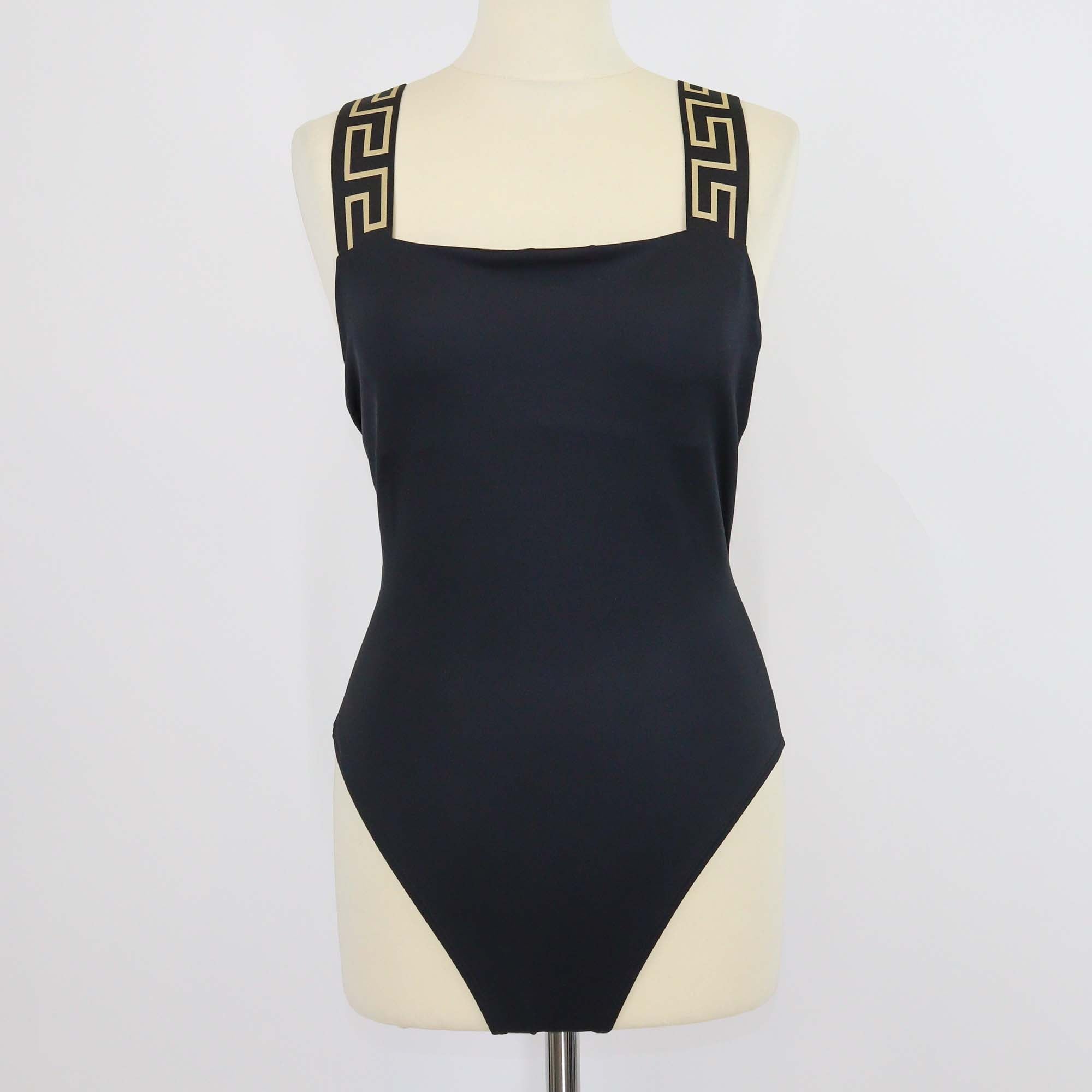 Versace Black Blend Fabric Greca One Piece Swimsuit