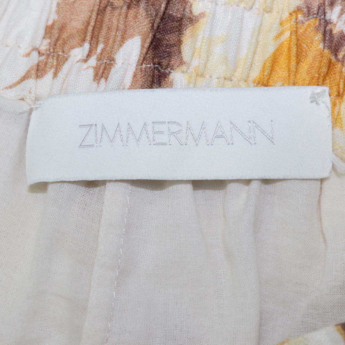 Zimmermann Beige Ramie Floral Print Wide Leg Pants