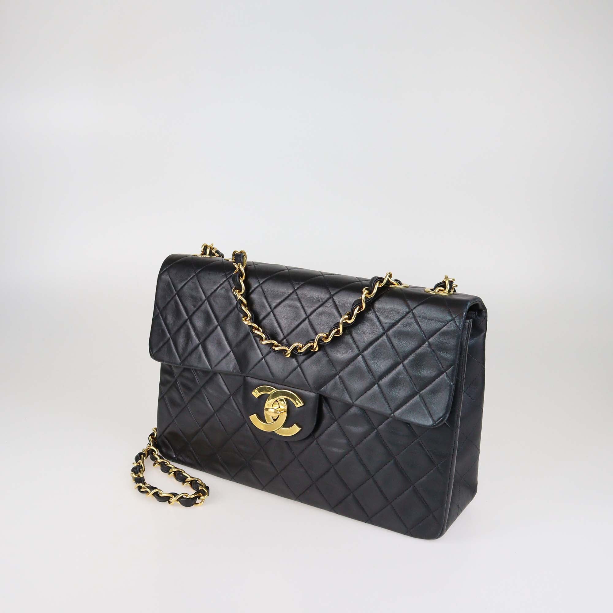 Chanel Black Quilted Leather Maxi Classic Flap Bag