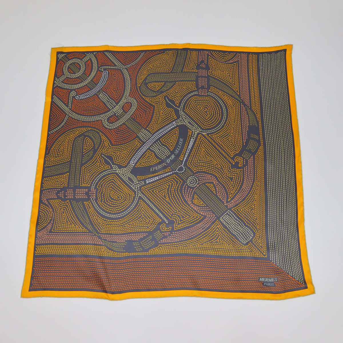 Hermes Multicolor Silk Eperon D'Or Sellier Scarf 70
