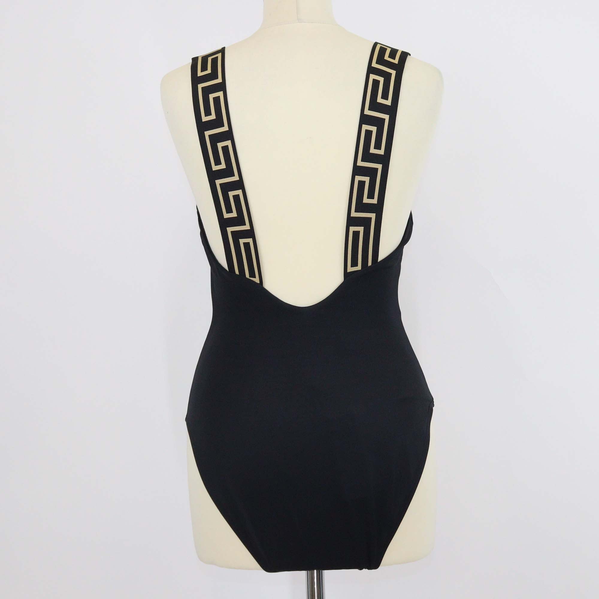 Versace Black Blend Fabric Greca One Piece Swimsuit
