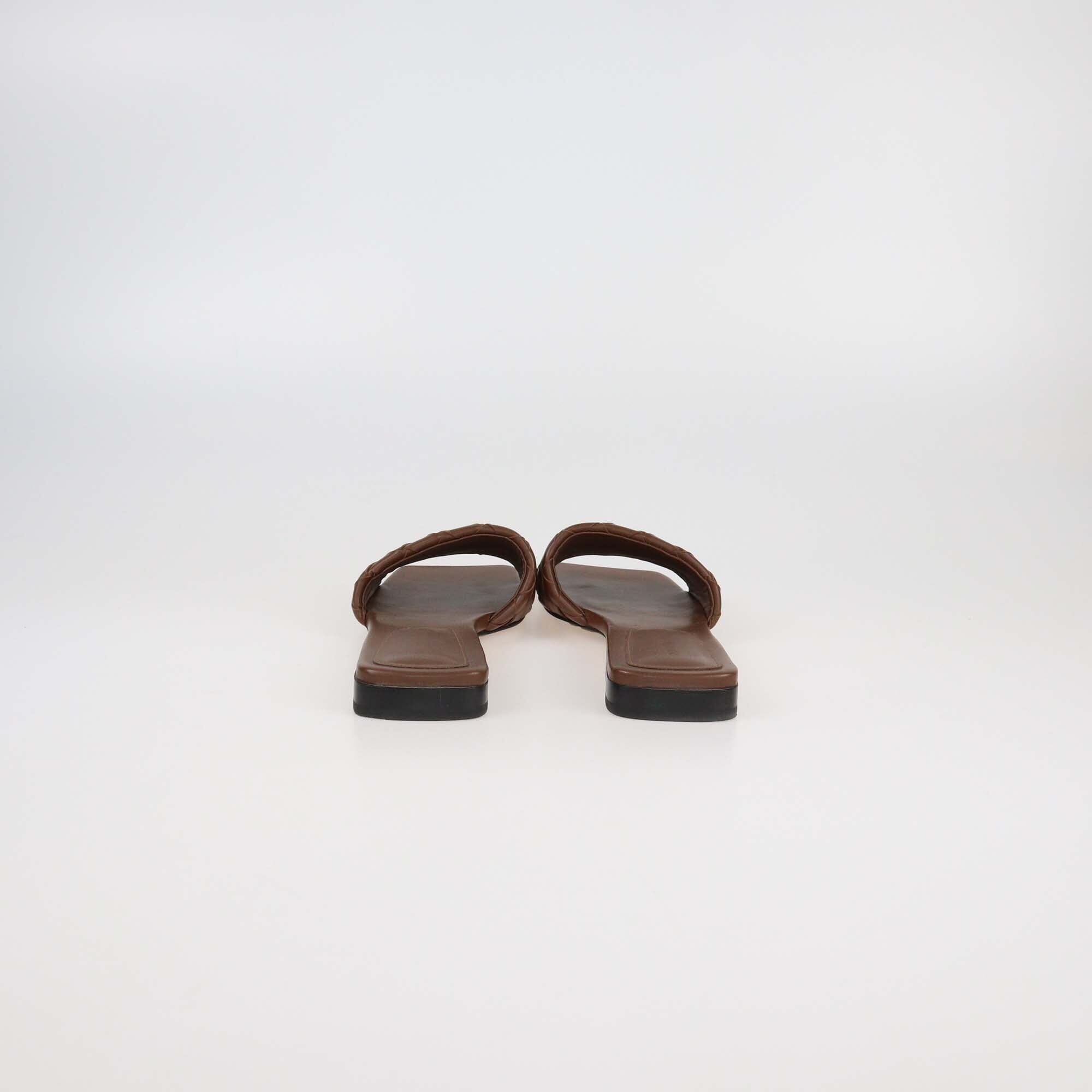 Bottega Veneta Brown Intrecciato Leather Parco Flat Mules Womens Bottega Veneta 
