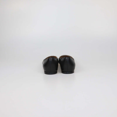 Chloe Black Leather Scalloped Lauren Ballet Flats