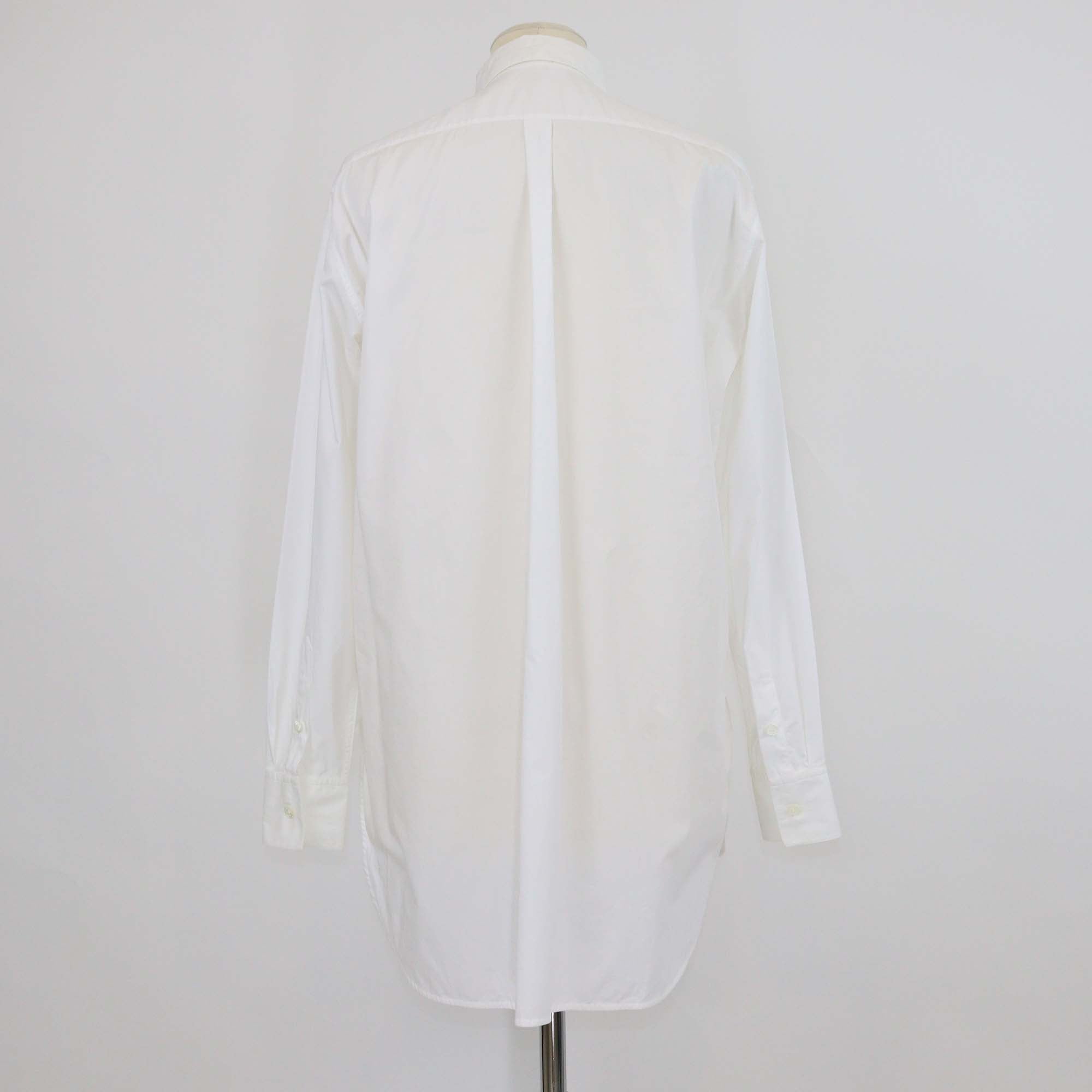 Celine White Cotton Poplin Textured Detail Long Sleeve Shirt